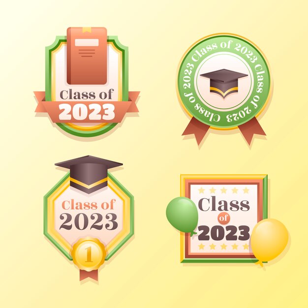 Colección de insignias de degradado para la graduación de la clase de 2023