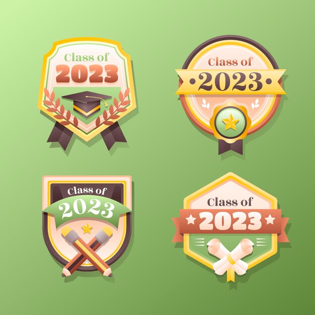 Colección de insignias de degradado para la graduación de la clase de 2023