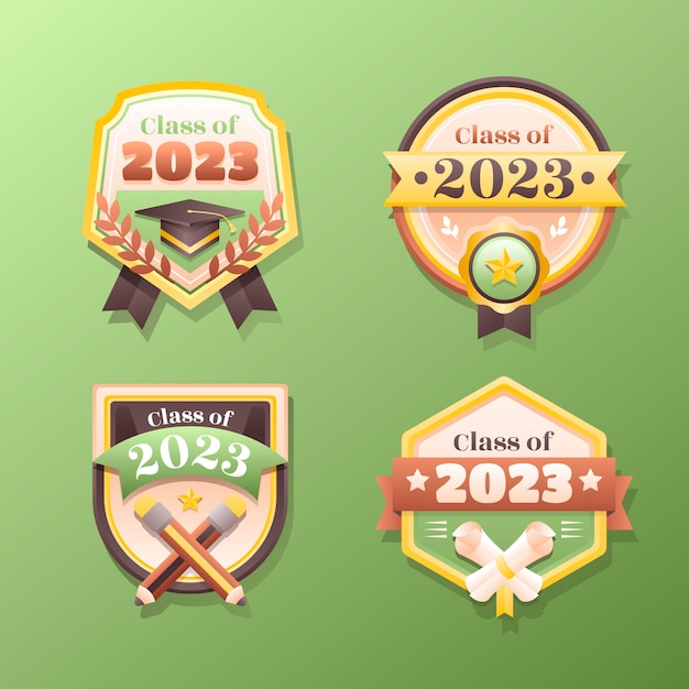 Colección de insignias de degradado para la graduación de la clase de 2023