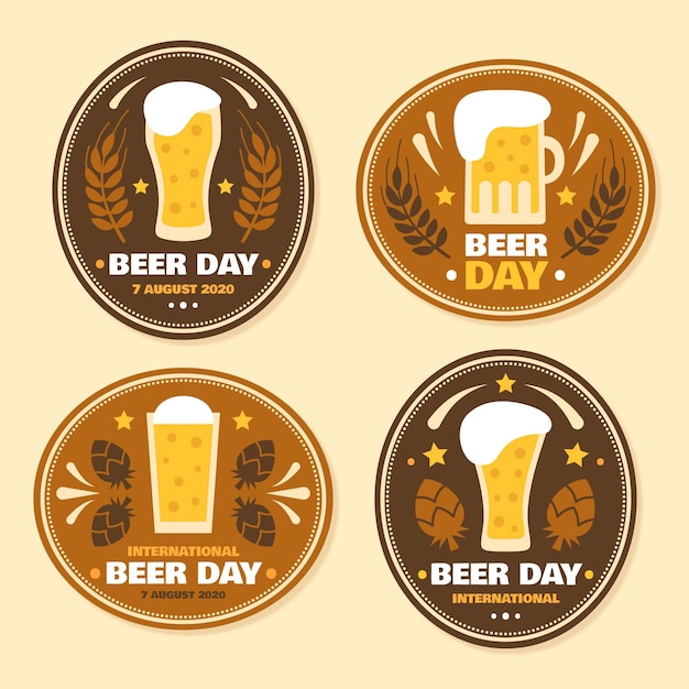 Vector gratuito colección de insignias del día de la cerveza