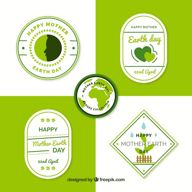 Vector gratuito colección de insignias para el día internacional de la tierra