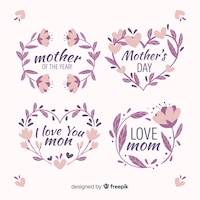 Vector gratuito colección de insignias del día de la madre dibujados a mano