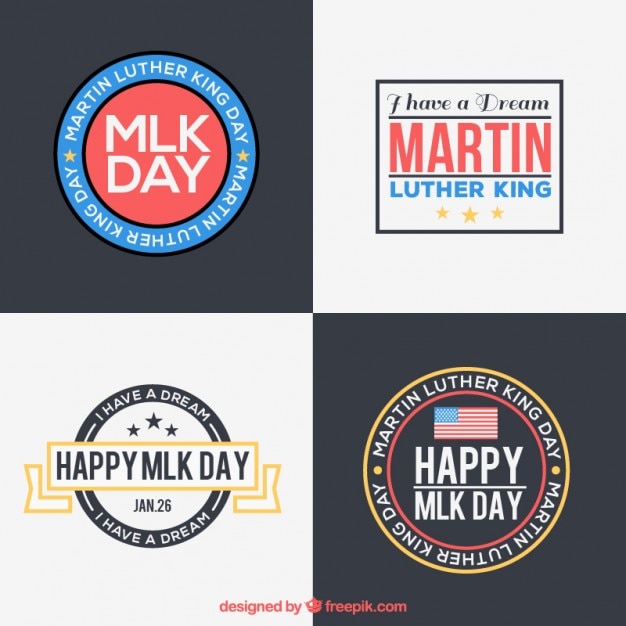 Vector gratuito colección de insignias del día de martin luther king