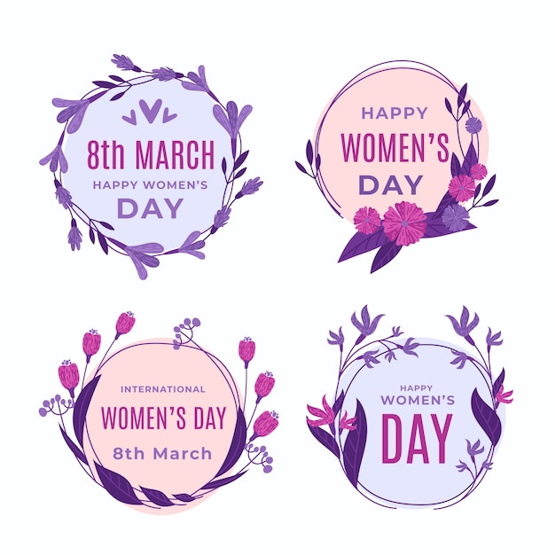 Vector gratuito colección de insignias de día para mujer de diseño plano
