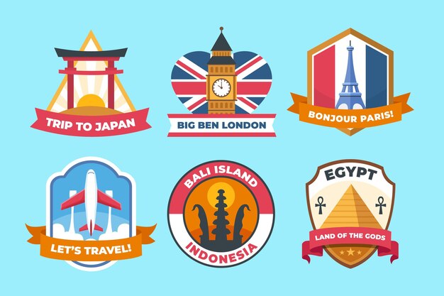 Colección de insignias del día mundial del turismo.