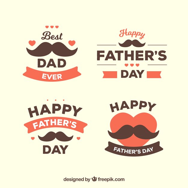 Colección de insignias de día del padre con bigotes 