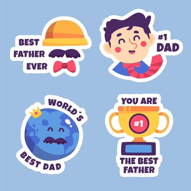 Colección de insignias del día del padre dibujadas a mano