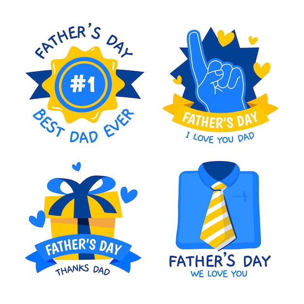 Colección de insignias del día del padre dibujadas a mano