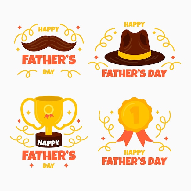 Vector gratuito colección de insignias del día del padre dibujadas a mano