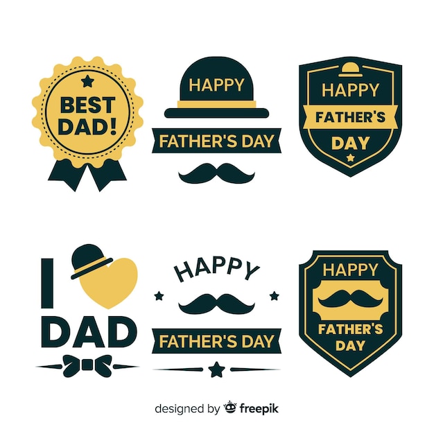 Vector gratuito colección de insignias del día del padre en diseño plano