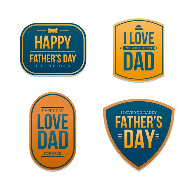 Colección de insignias del día del padre de diseño plano