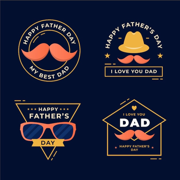 Vector gratuito colección de insignias del día del padre de diseño plano