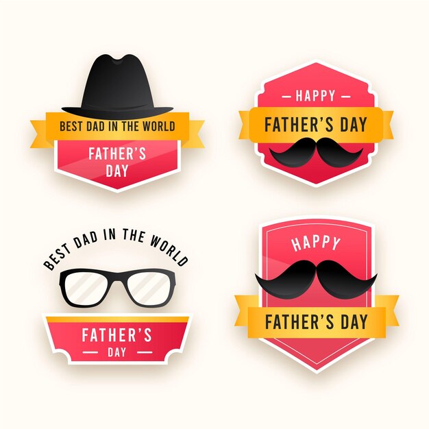 Colección de insignias del día del padre de diseño plano