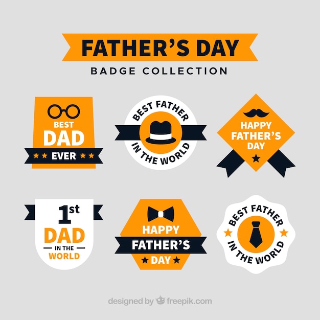 Colección de insignias de día del padre en estilo plano