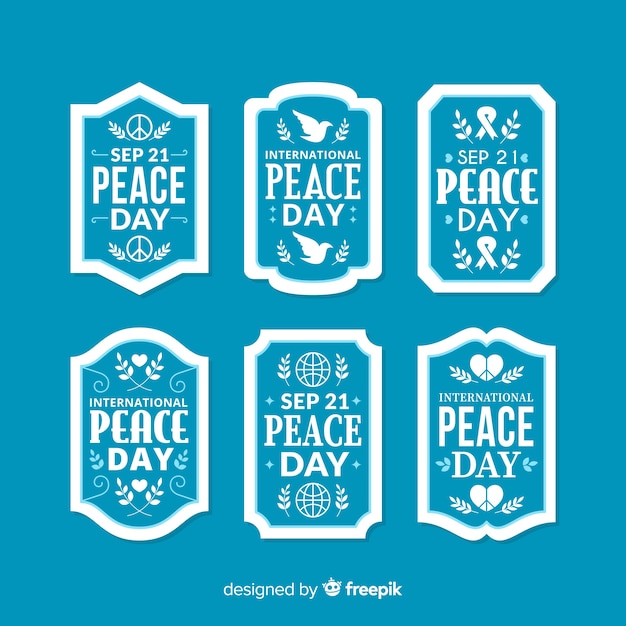 Colección de insignias de día de paz de diseño plano