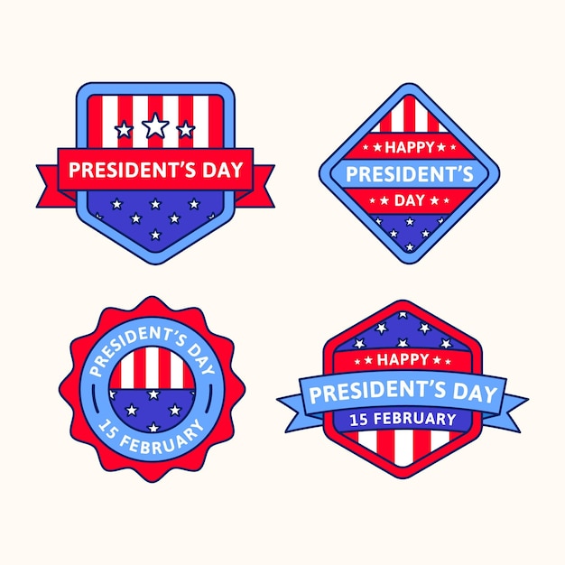 Vector gratuito colección de insignias del día del presidente