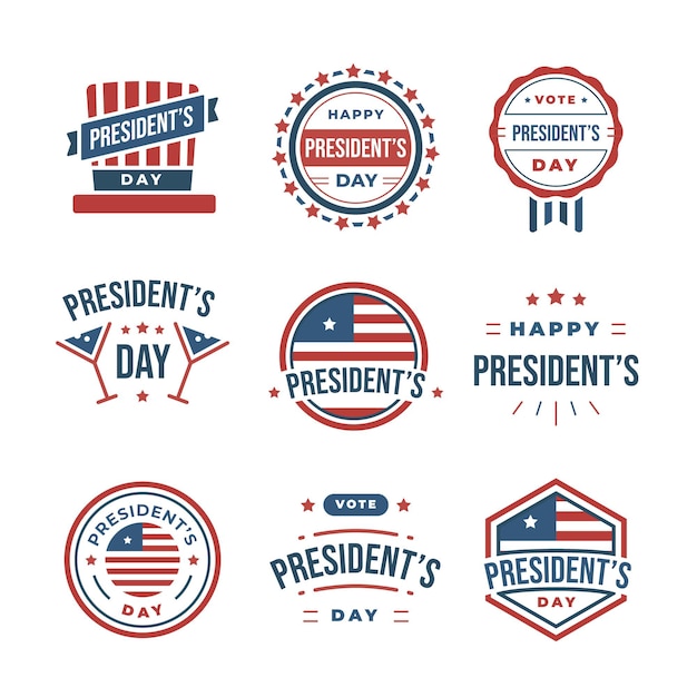 Vector gratuito colección de insignias del día del presidente