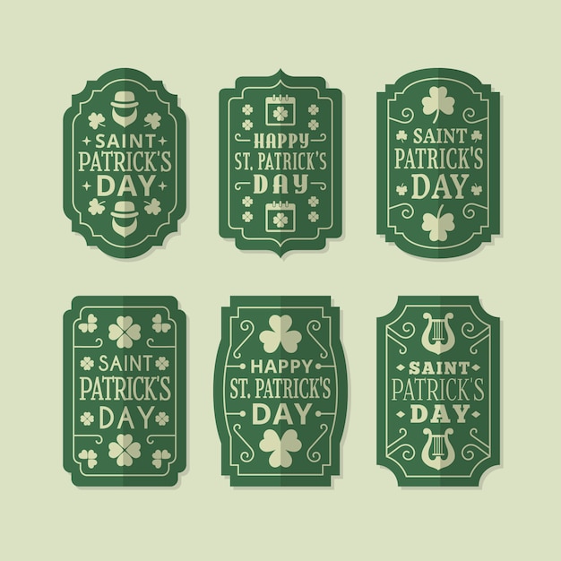 Vector gratuito colección de insignias del día de san patricio en estilo vintage