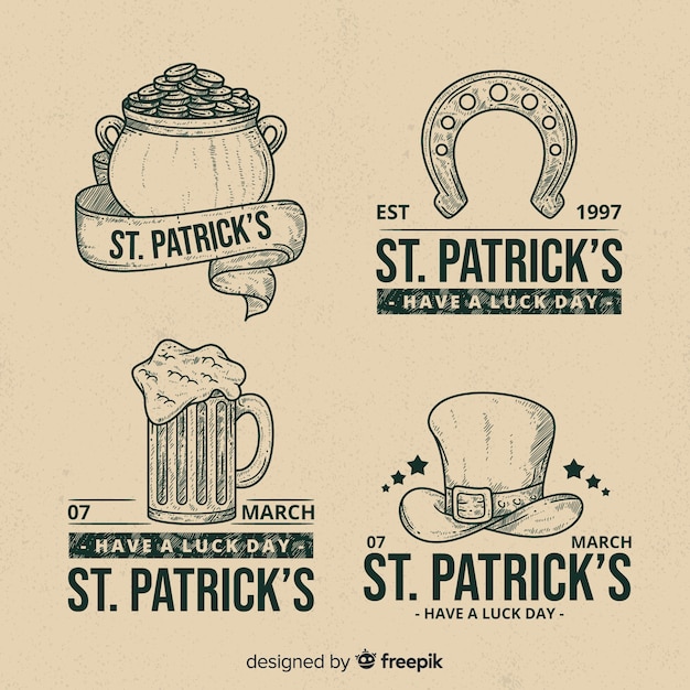 Vector gratuito colección de insignias de día de san patricio