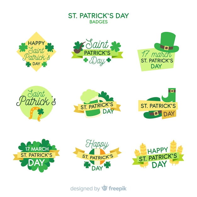 Vector gratuito colección de insignias del día de san patricio