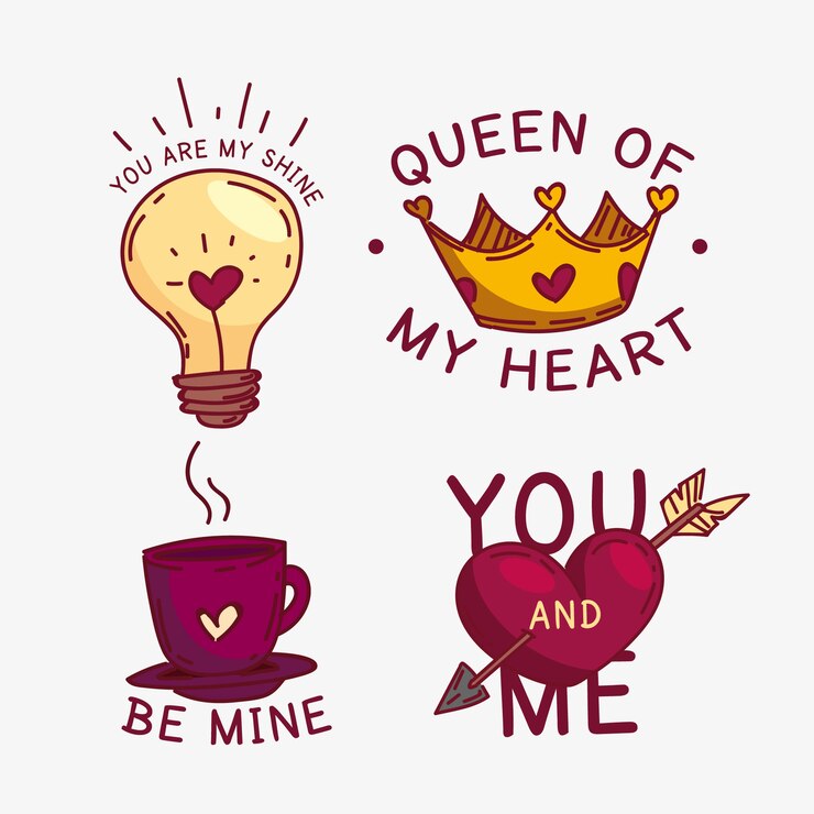 Vector gratuito colección de insignias del día de san valentín dibujadas a mano