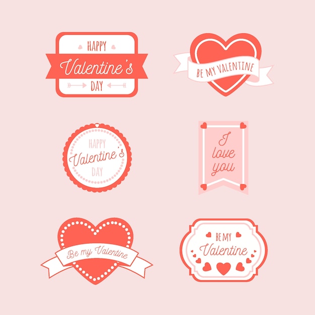 Colección de insignias del día de san valentín dibujadas a mano