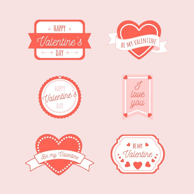 Colección de insignias del día de San Valentín dibujadas a mano