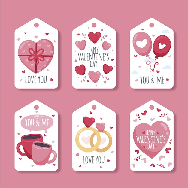 Vector gratuito colección de insignias del día de san valentín dibujadas a mano