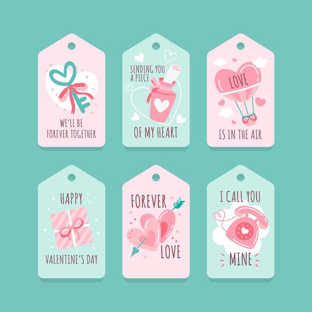 Colección de insignias del día de san valentín dibujadas a mano