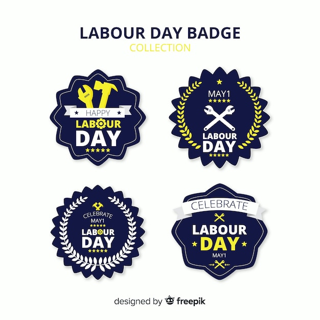 Vector gratuito colección de insignias del día del trabajador