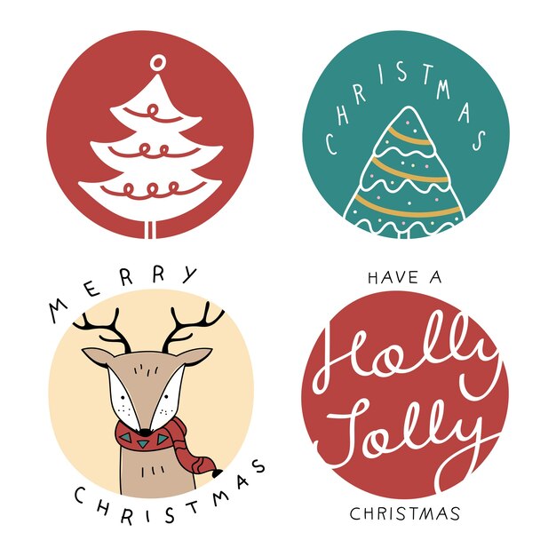 Colección de insignias de dibujos animados lindos de navidad