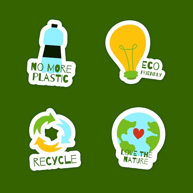 Vector gratuito colección de insignias de ecología dibujadas a mano