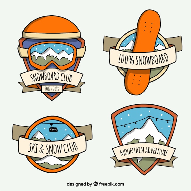 Vector gratuito colección de insignias de esquí