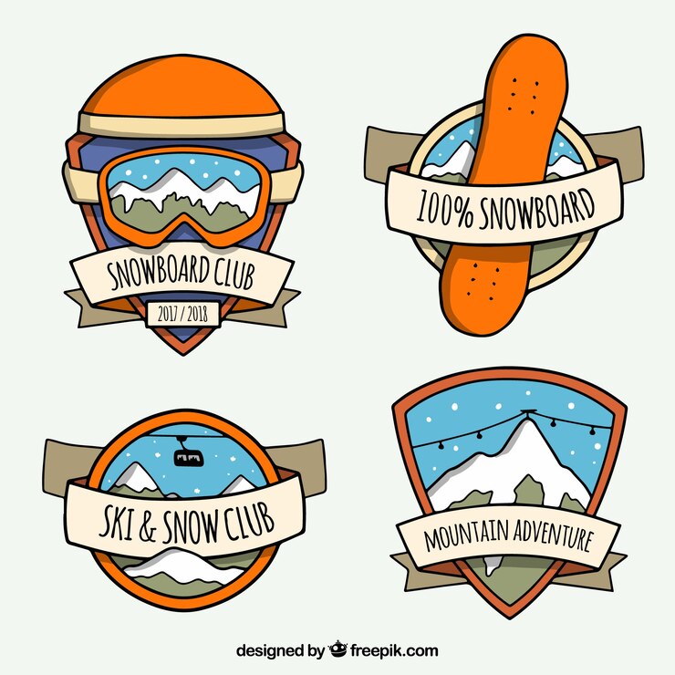 Vector gratuito colección de insignías de esquí