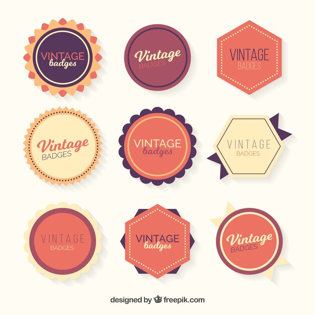 Vector gratuito colección de insignias con estilo vintage