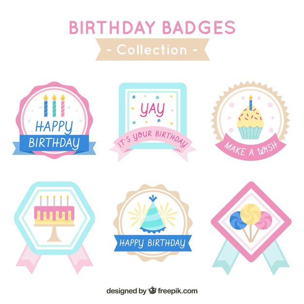 Colección de insignias de feliz cumpleaños
