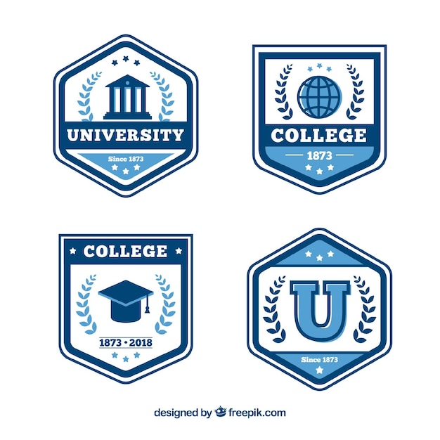 Colección de insignias de graduación en estilo plano