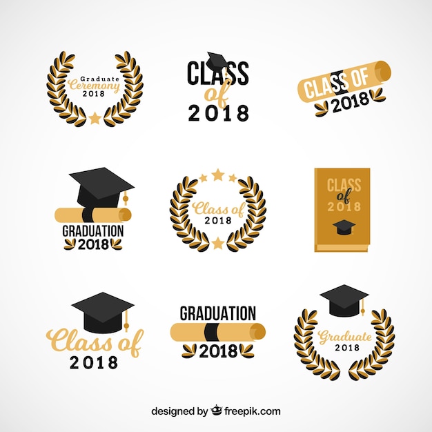 Vector gratuito colección de insignias de graduación