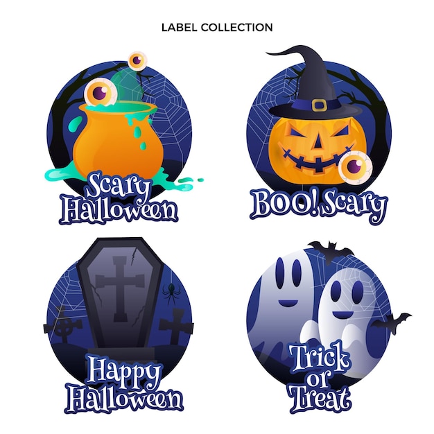 Vector gratuito colección de insignias de halloween en degradado