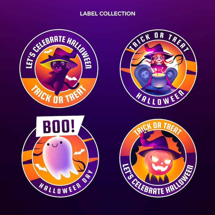 Vector gratuito colección de insignias de halloween en degradado