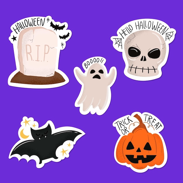 Vector gratuito colección de insignias de halloween de diseño plano