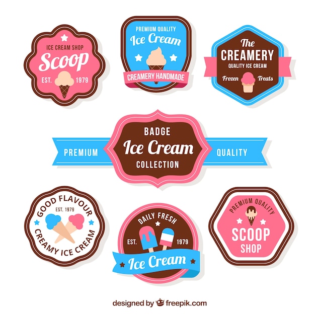 Vector gratuito colección de insignias de helados