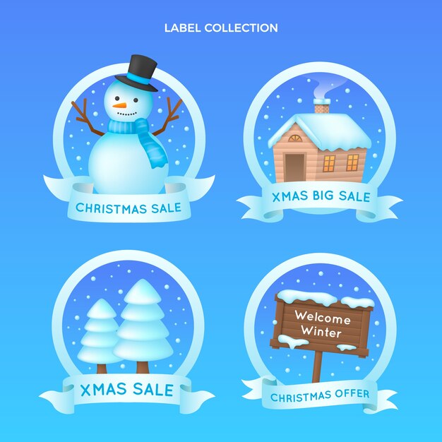 Colección de insignias de invierno degradado