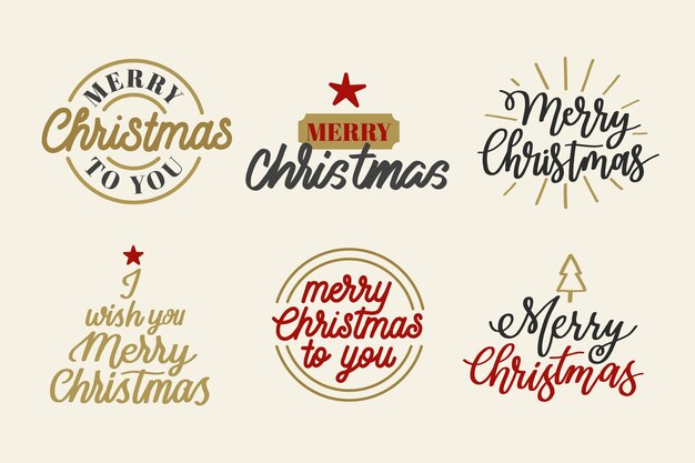 Colección de insignias de letras navideñas