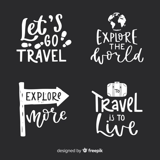 Colección de insignias de letras de viaje