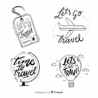 Vector gratuito colección de insignias de letras de viaje