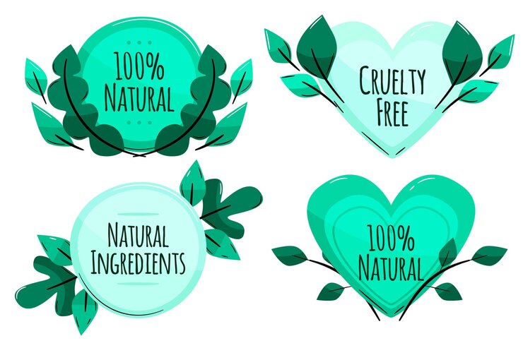 Vector gratuito colección de insignias libres de crueldad dibujadas a mano
