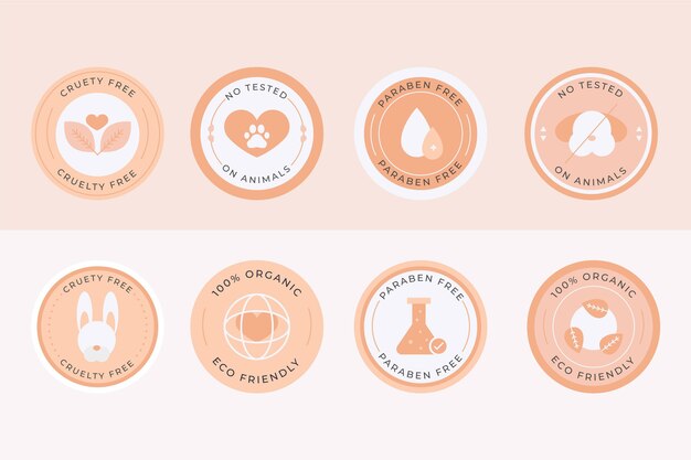 Colección de insignias libres de crueldad en diseño plano