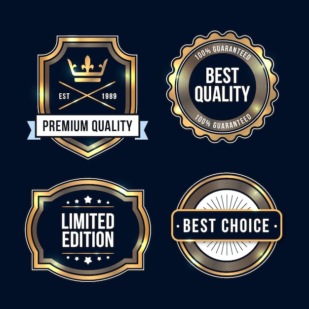 Colección de insignias de lujo dorado degradado