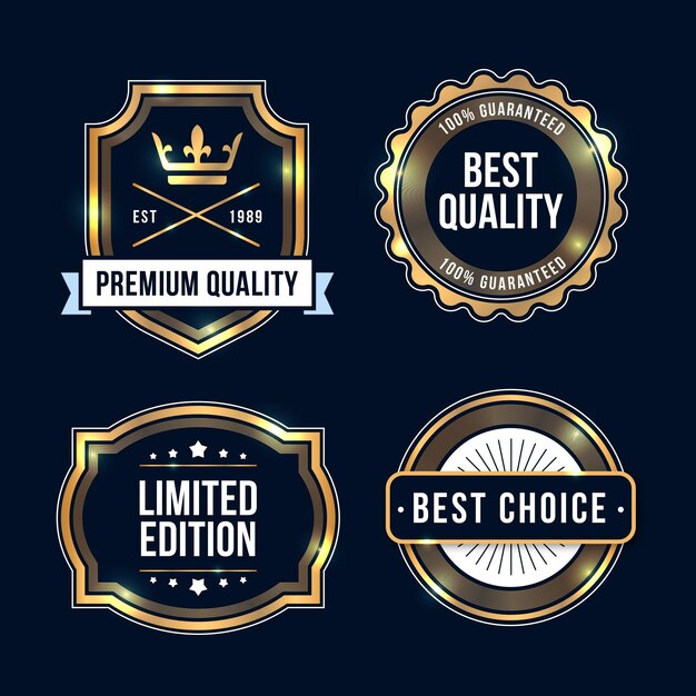 Colección de insignias de lujo dorado degradado